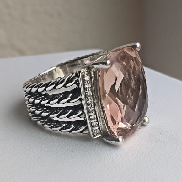 David Yurman Wheaton Morganite & Diamond Ring - Picture 3 of 14